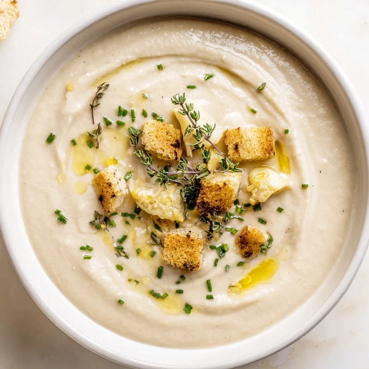 Golden roasted Jerusalem artichoke chunks on a baking tray beside diced onion and leek, prepped for making this easy European-style soup recipe.