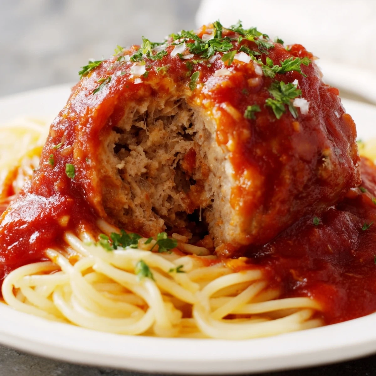 Hearty turkey meatballs simmering in a rich, aromatic marinara sauce, perfect for a family-style dinner.