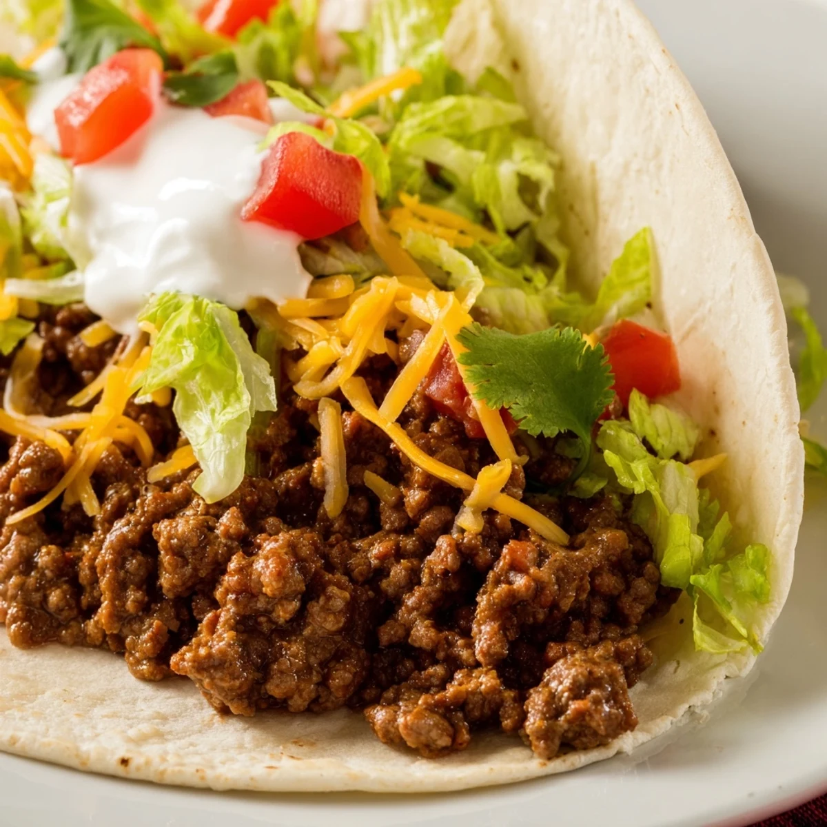 Juicy beef tacos served with lime wedges and cilantro on a rustic wooden table.