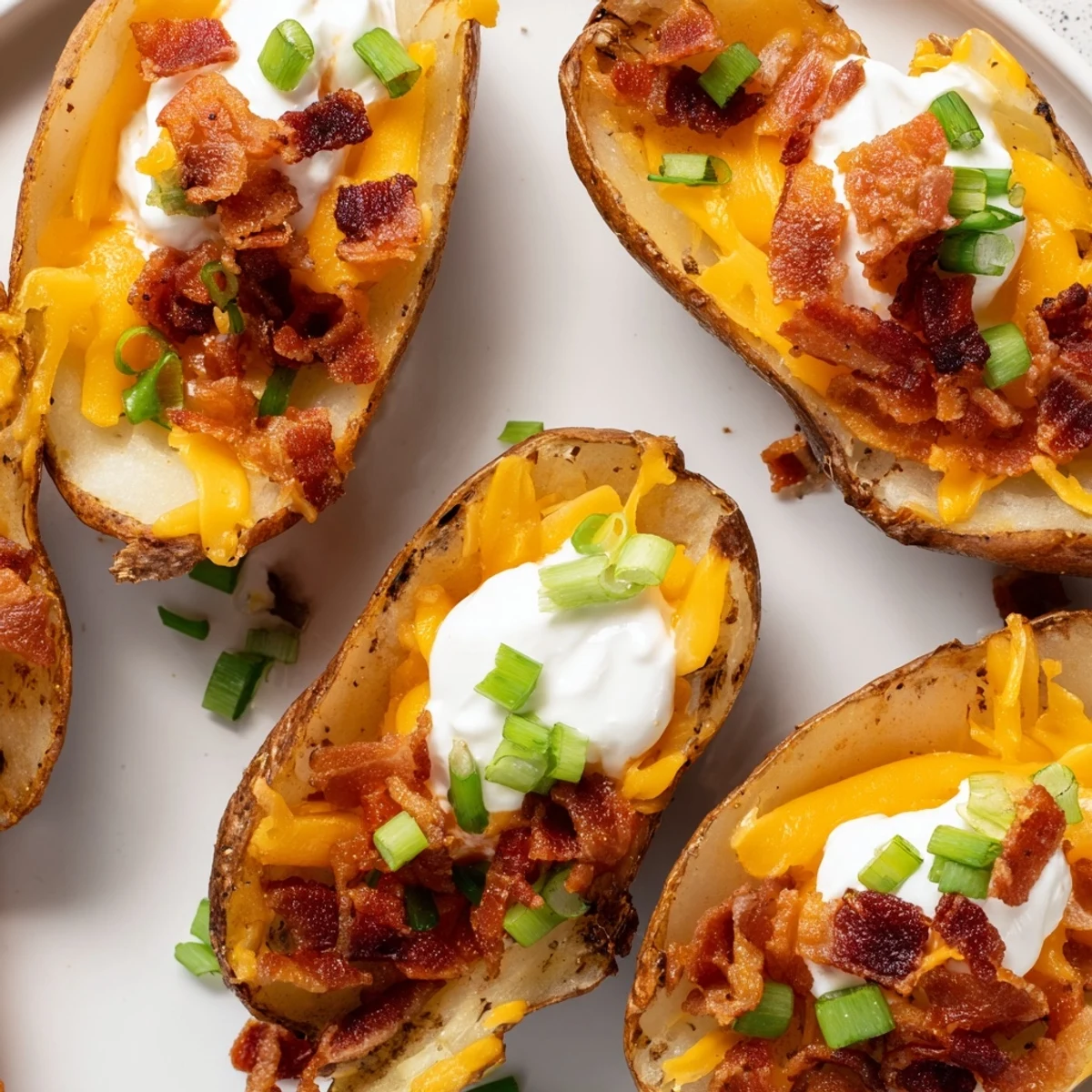 Savory Game Day Loaded Potato Skins served hot from the oven, a gluten-free crowd-pleasing snack for football watching parties.