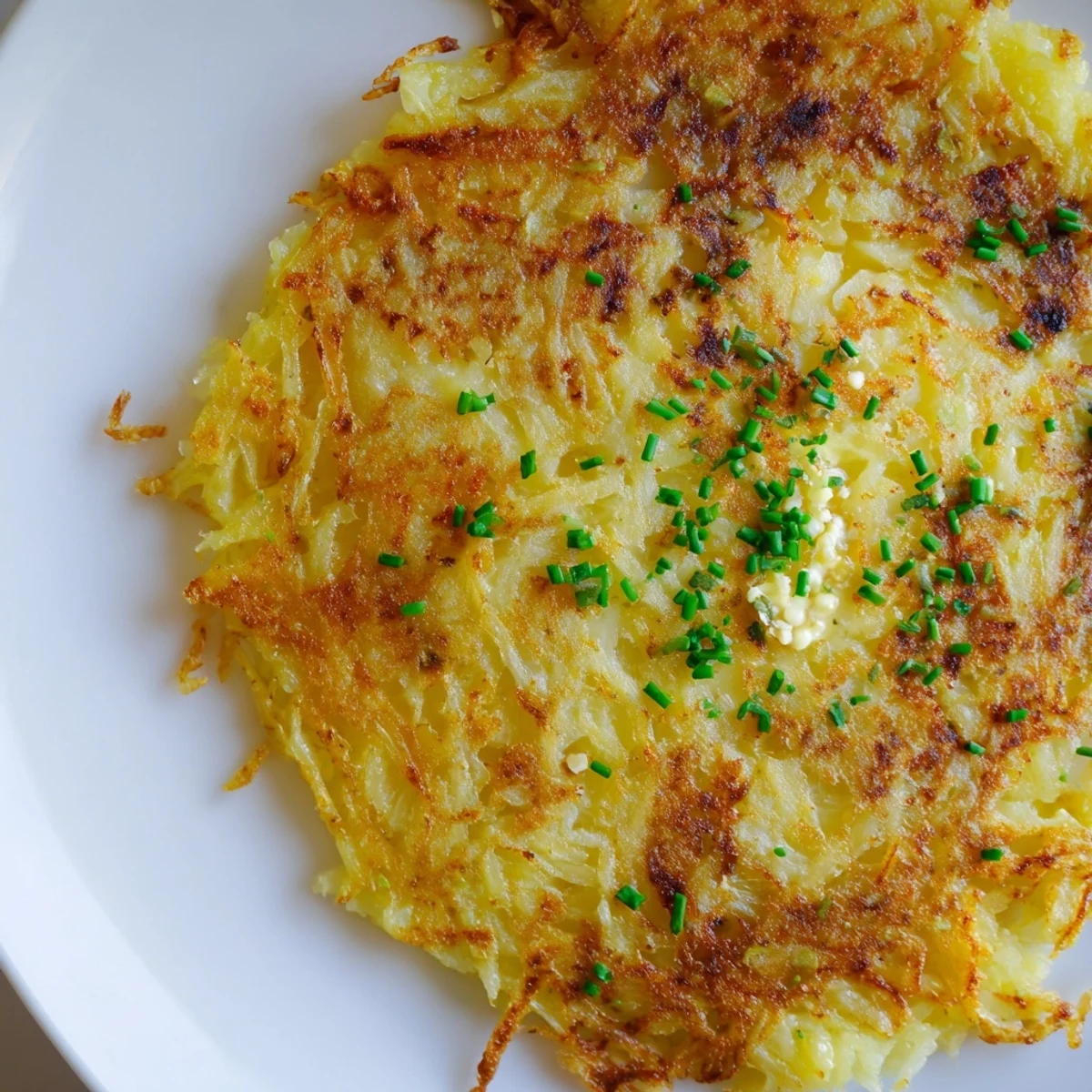 Stack of homemade Irish Boxty pancakes garnished with fresh chives, served alongside sour cream and smoked salmon.  