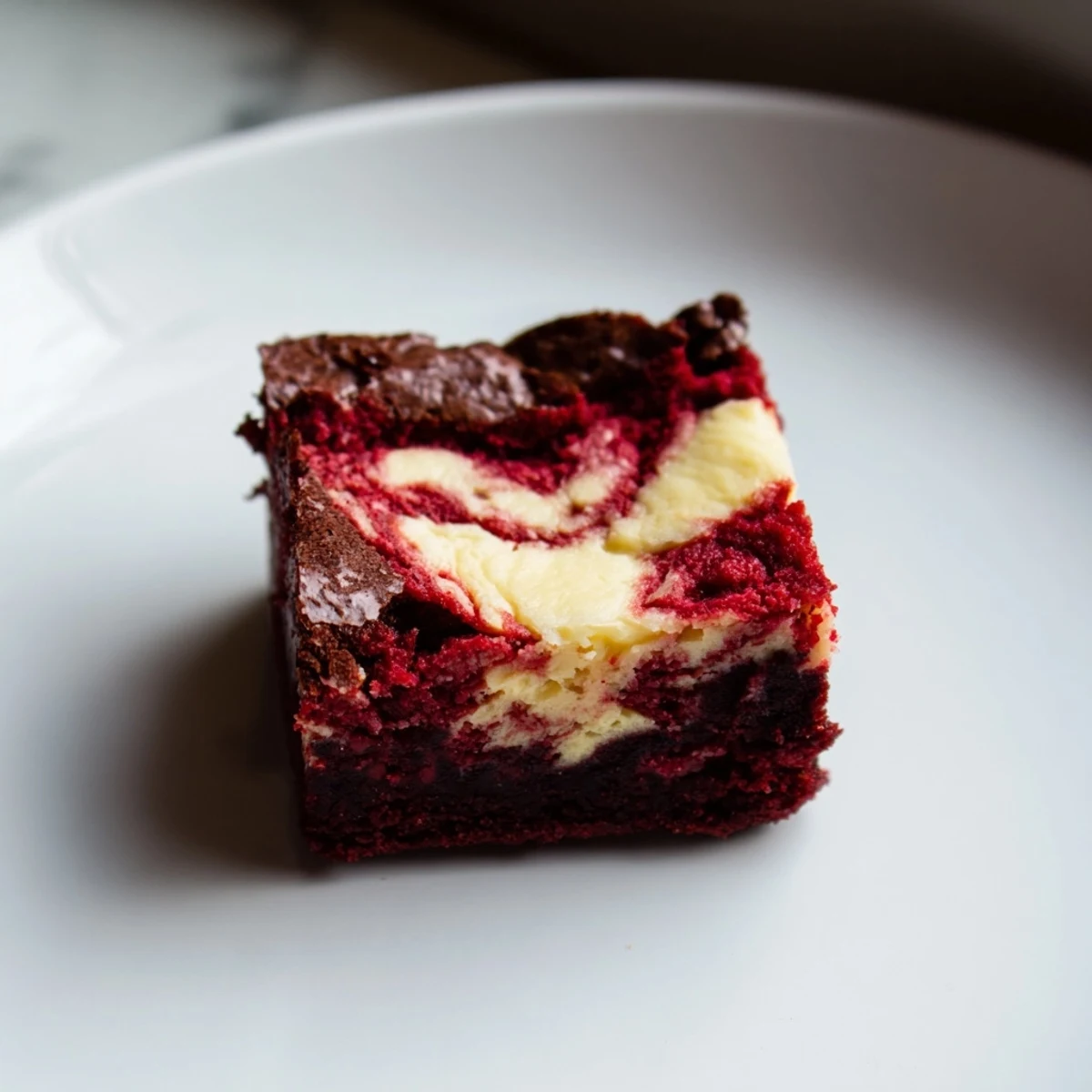Indulgent Red Velvet Cheesecake Brownie Bites dusted with powdered sugar, perfect for parties or an after-dinner treat.