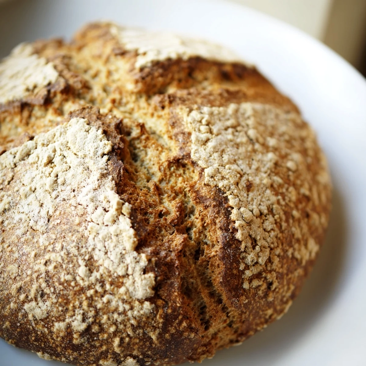 Sliced Authentic 4-Ingredient Irish Soda Bread shows a tender, fluffy interior, served with butter and jam on a plate.