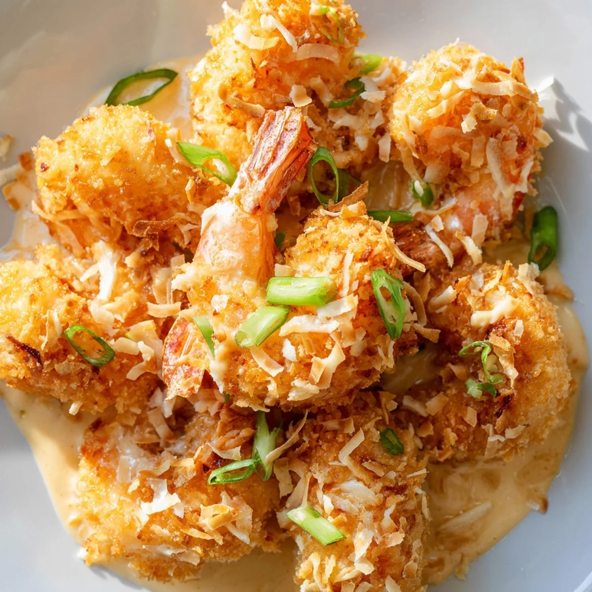 Crispy battered Chinese Coconut Shrimp tossed in a luscious coconut sauce, served steaming hot alongside fluffy white rice and fresh lime wedges.