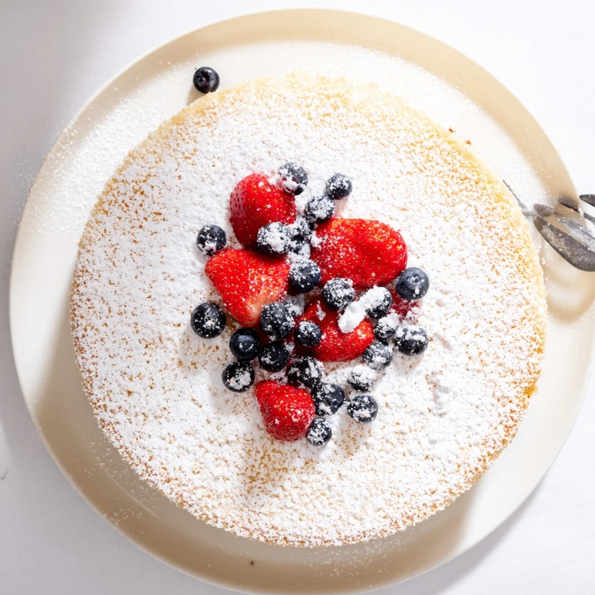 Close-up of Fluffy Yogurt Cloud Cake showing its airy texture and soft crumb on a marble countertop.