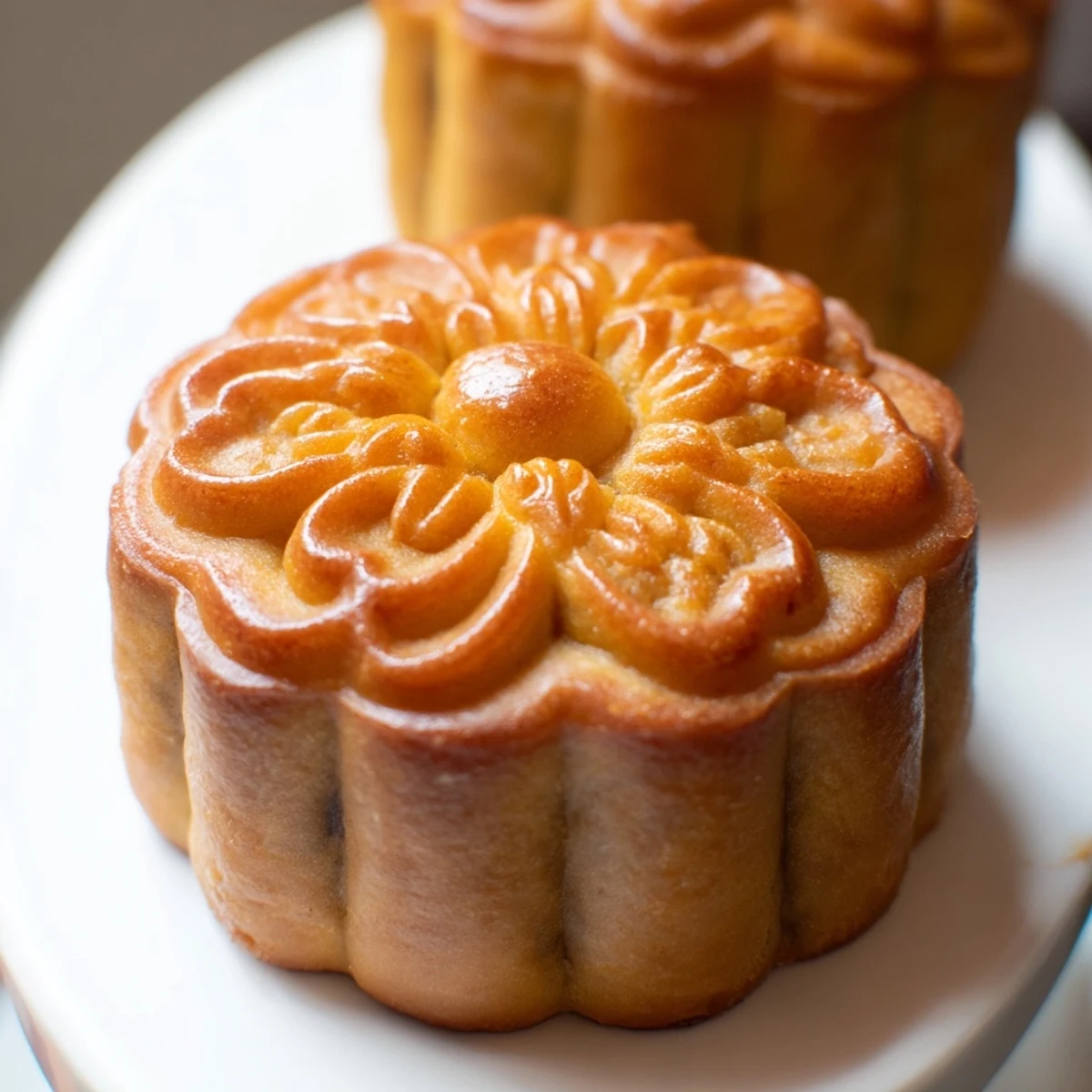 Detailed view of a sliced mooncake revealing the sweet, fragrant lotus seed paste filling and optional salted egg yolk center.