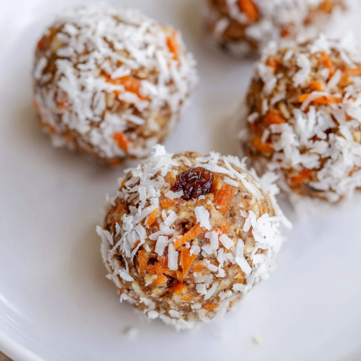 Rolled oats, grated carrots, and walnuts create hearty No Bake Carrot Cake Bites with a chewy texture.