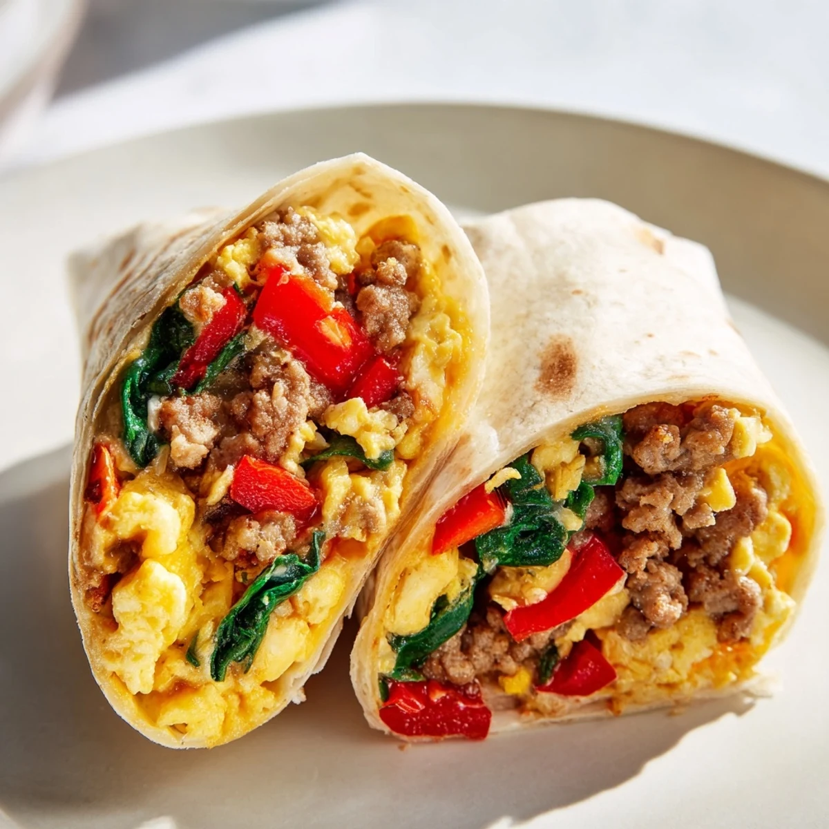 Golden make-ahead breakfast burritos wrapped in foil with fluffy eggs and melted cheddar cheese
