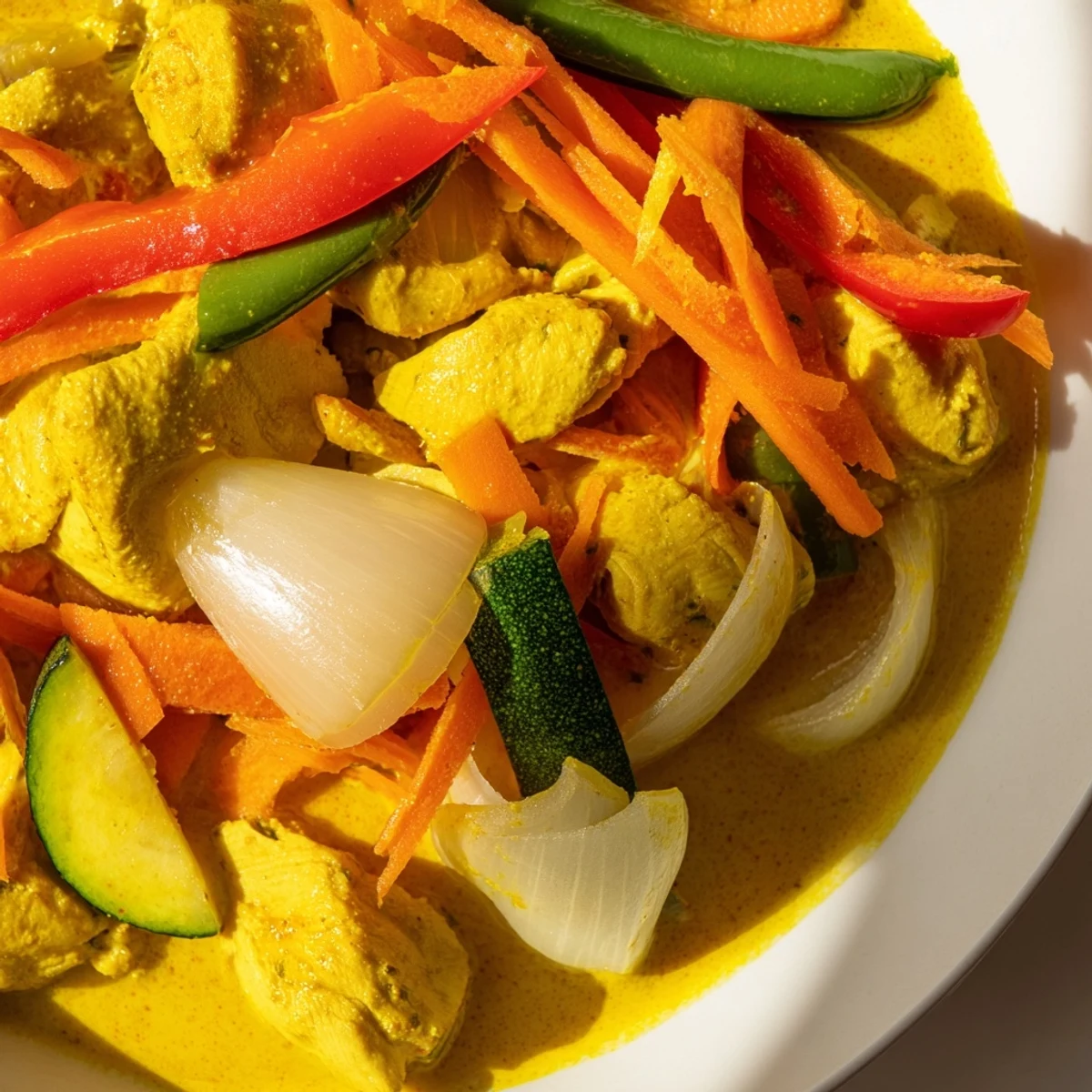 Savory yellow jungle chicken curry served over steamed jasmine rice with fresh cilantro garnish