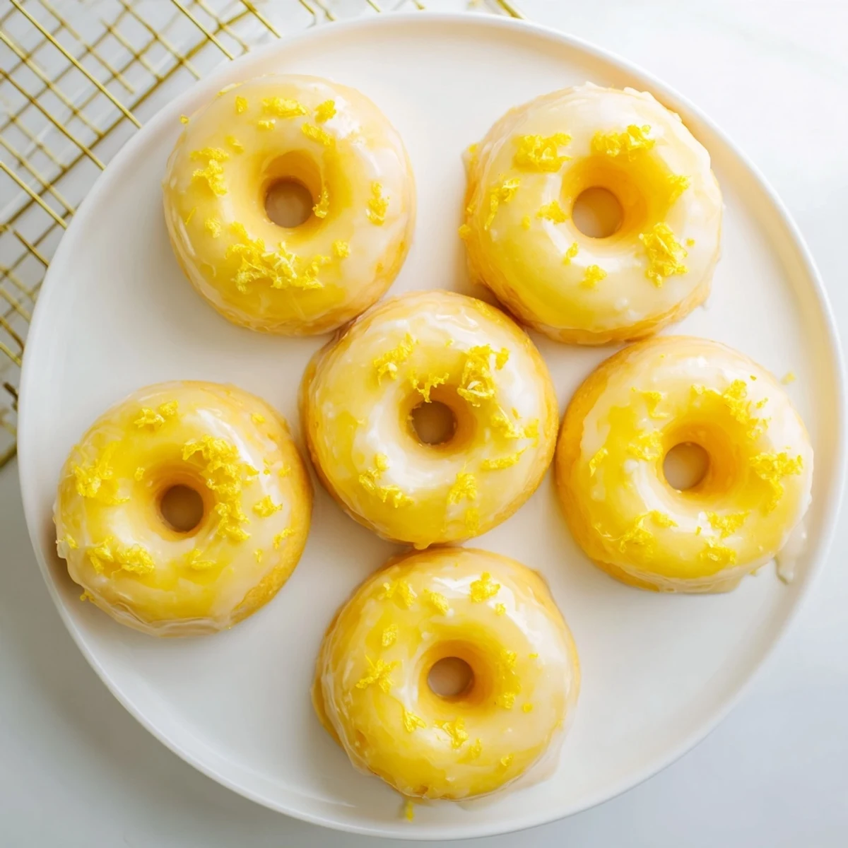 Soft Japanese-style lemon donuts with sweet glaze arranged on a white serving plate
