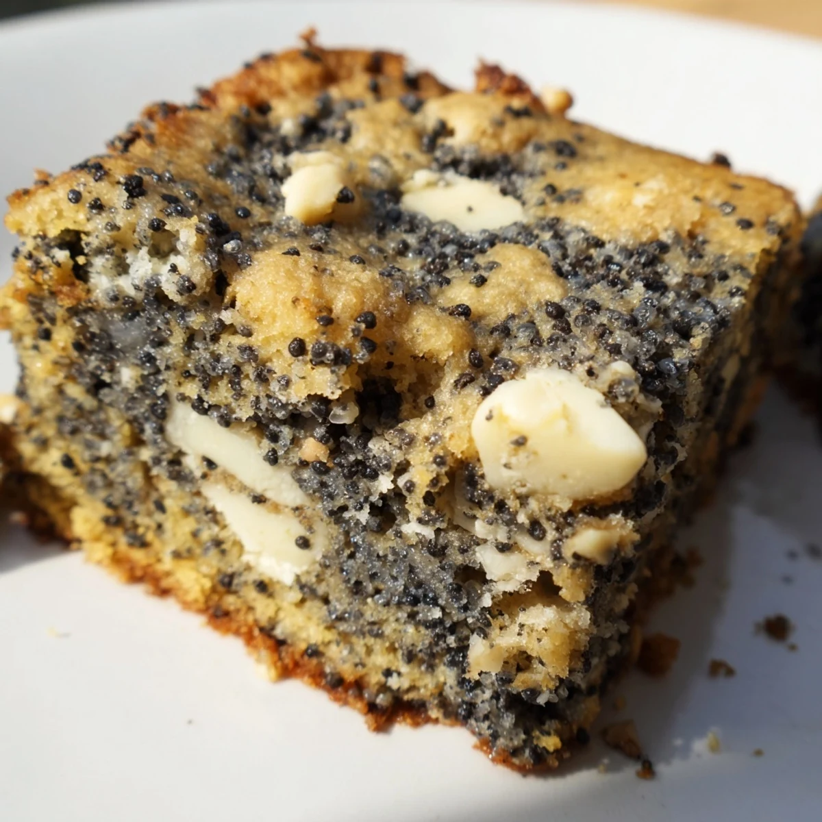 Buttery homemade black sesame blondies topped with sesame seeds and cut into neat dessert bars