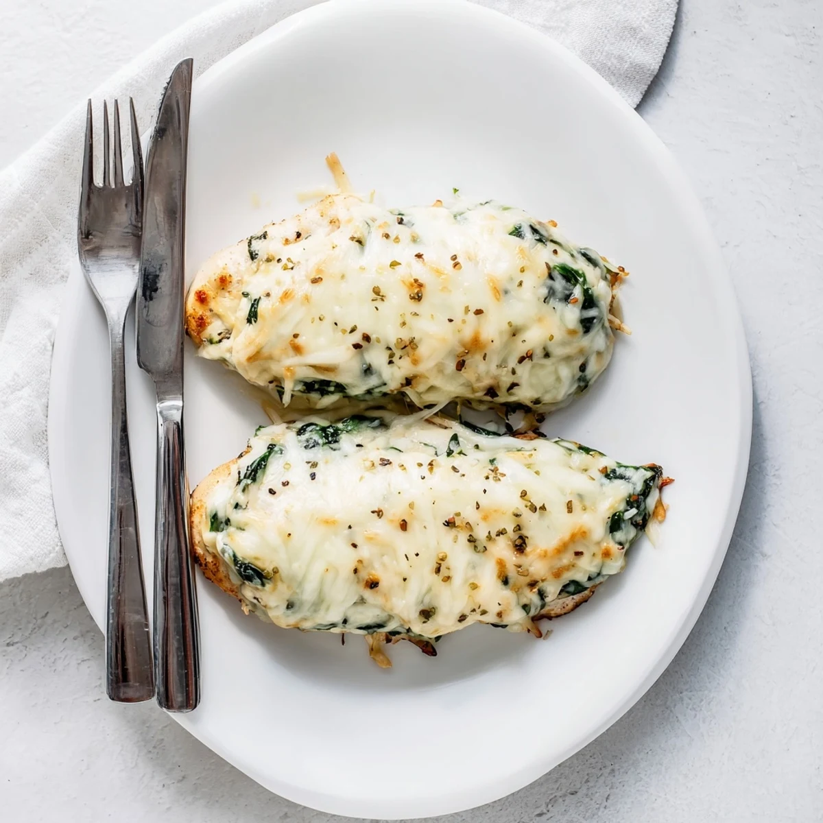 Creamy ricotta stuffed chicken breast with fresh spinach filling baked to perfection