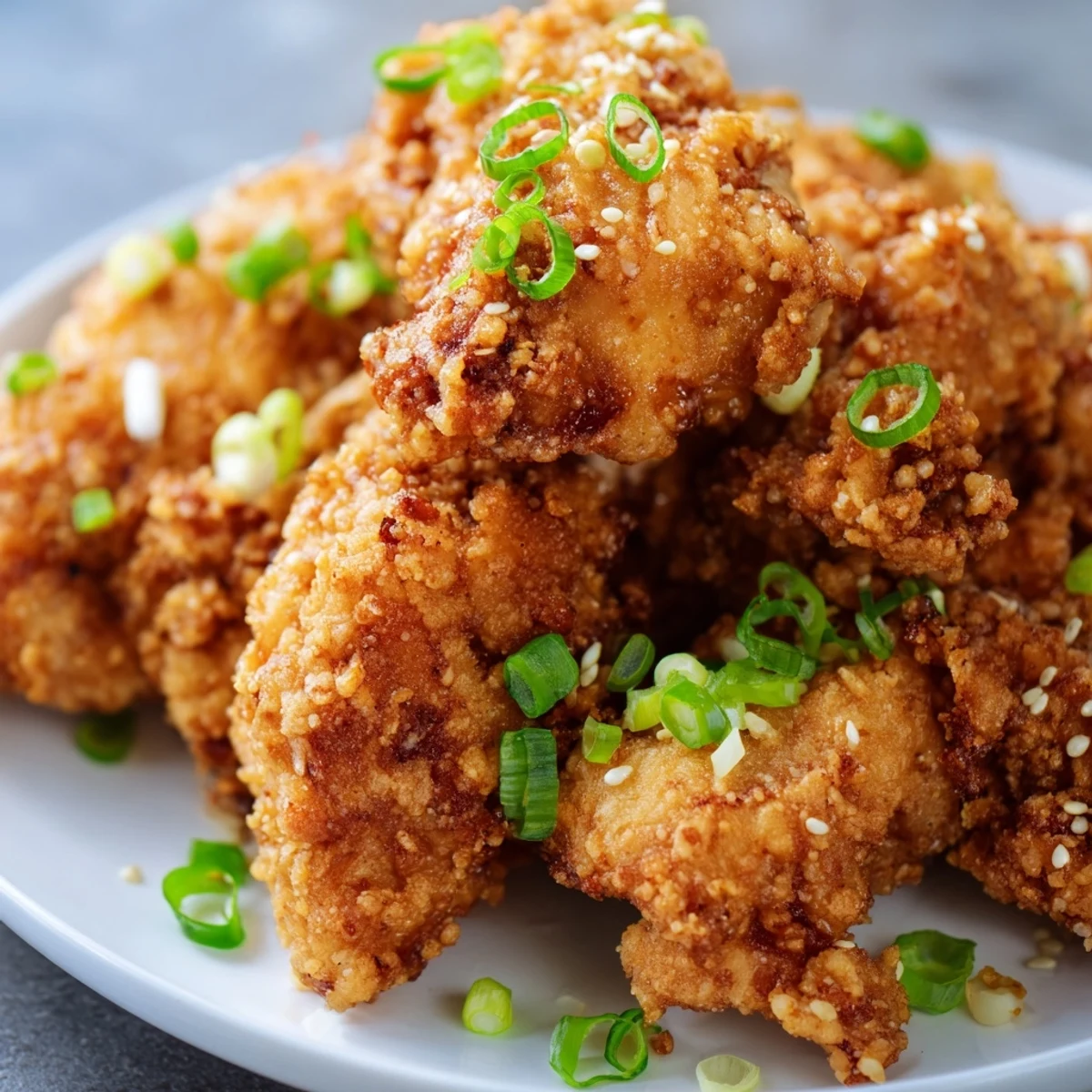 Close-up of crispy Hawaiian mochiko chicken showing the crunchy golden fried coating with tender juicy meat inside