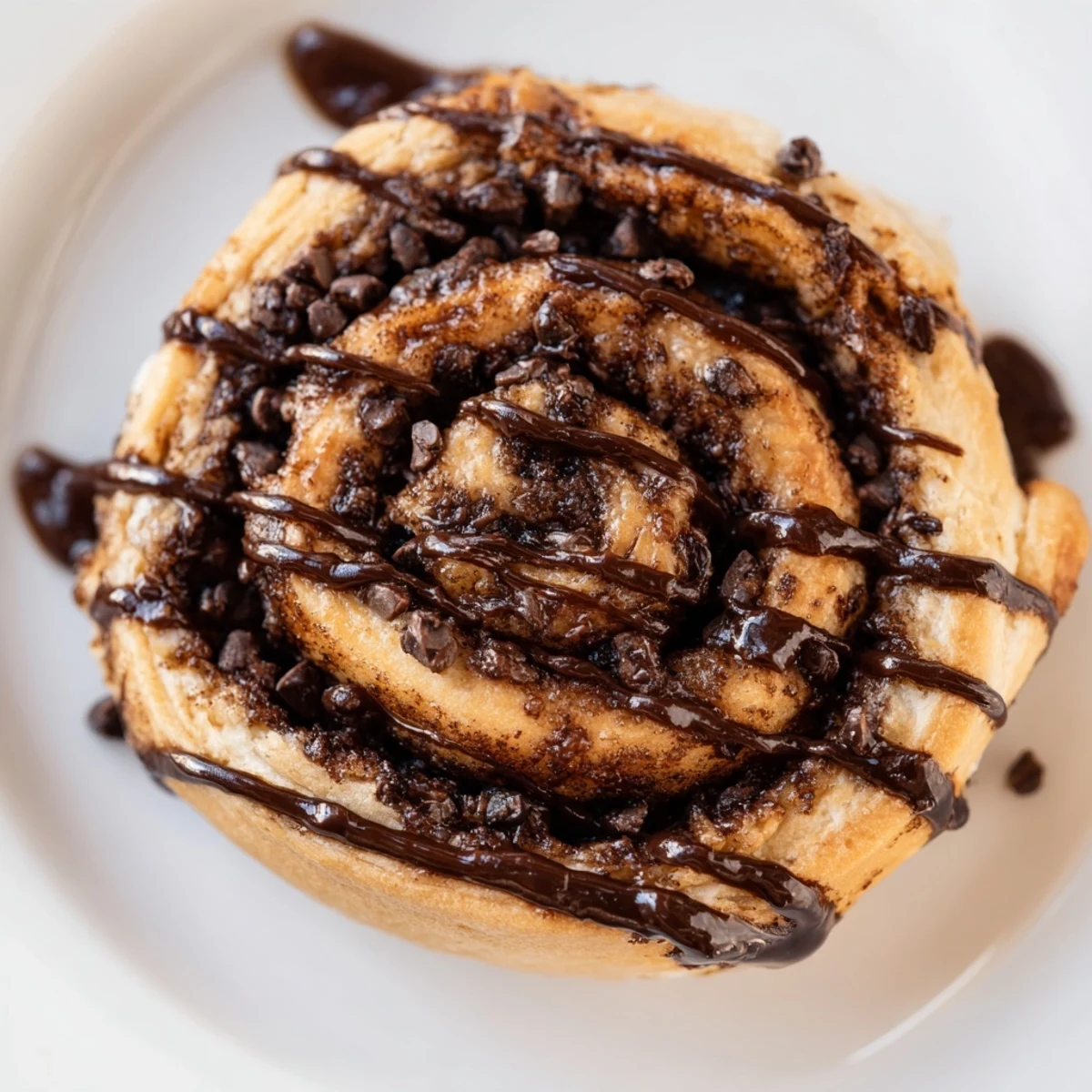 Soft double chocolate cinnamon rolls pulled apart revealing rich chocolate cinnamon swirls inside