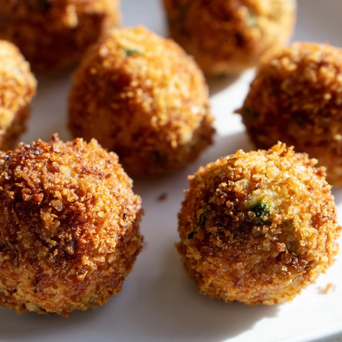 Golden crispy Cheesy Fried Colcannon Balls served on a wooden board with fresh scallions