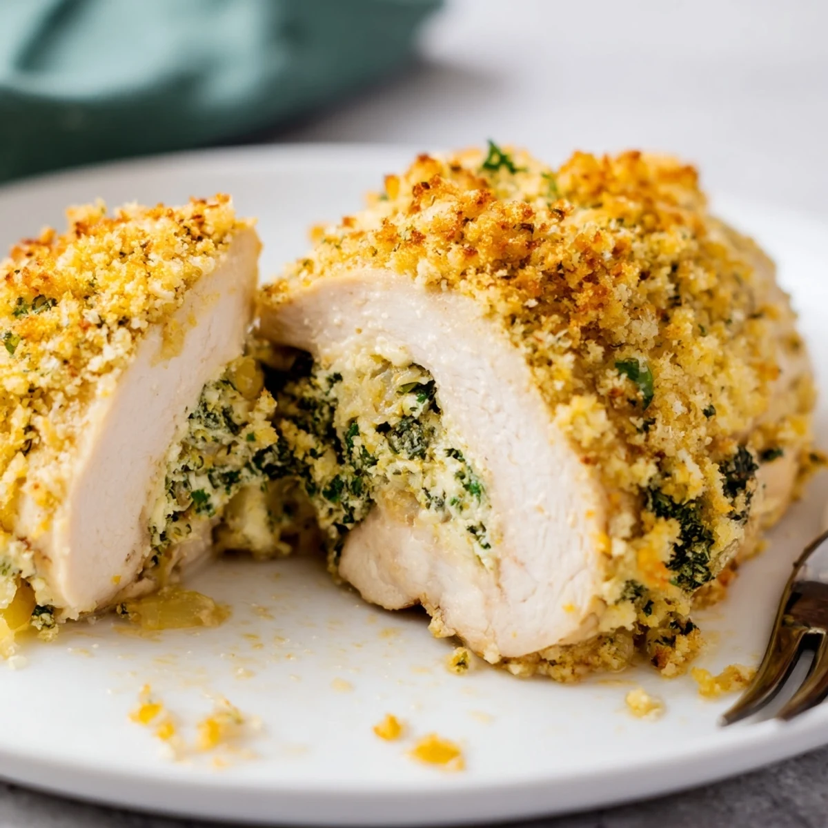 Tender rolled chicken breasts filled with creamy ricotta cheese and fresh herbs baked to perfection
