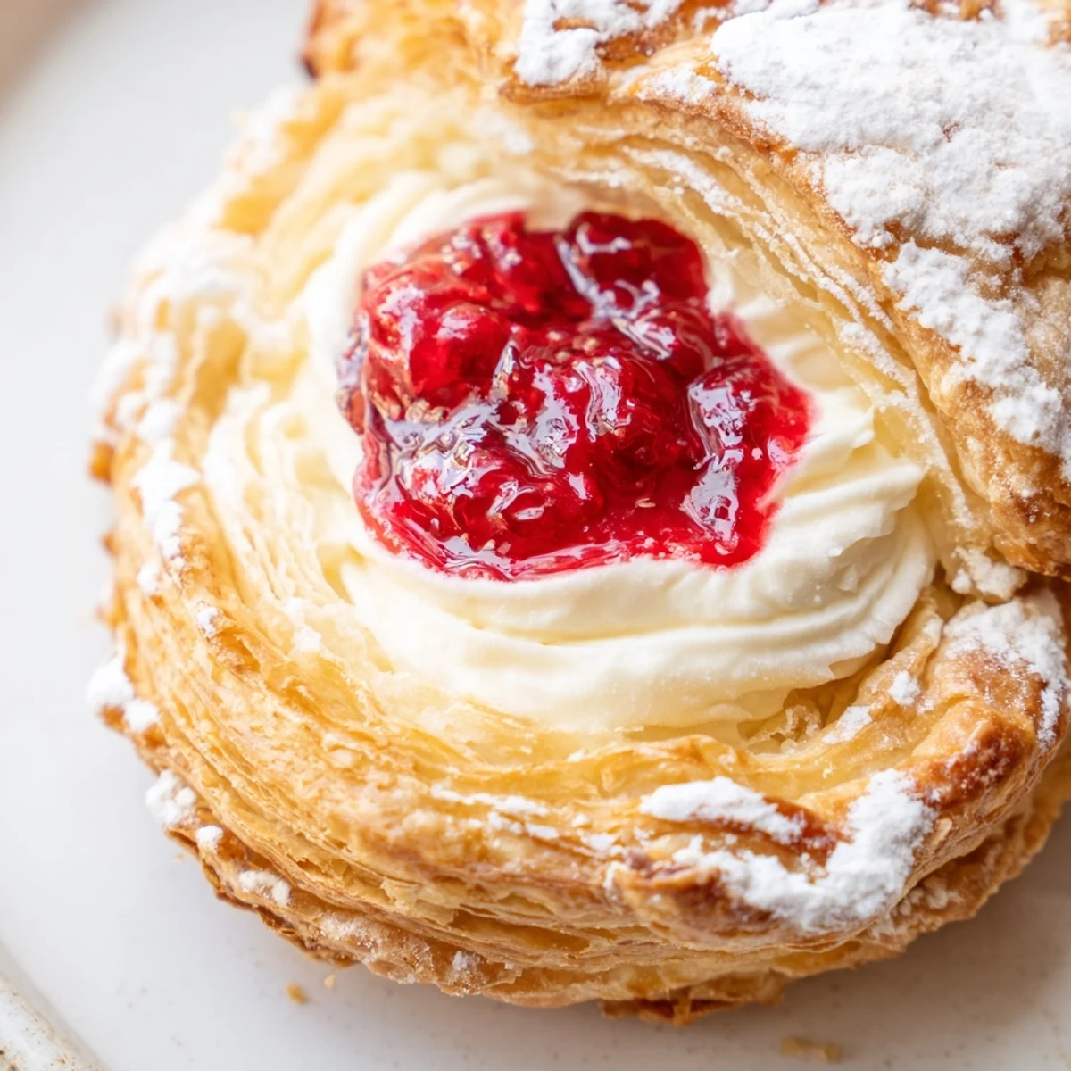 Flaky pastries filled with tangy cream cheese and ruby raspberries, perfect for a weekend brunch spread