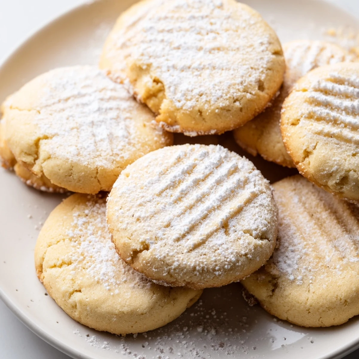 Tender Grandma's Secret Butter Cookies with golden edges arranged on a parchment-lined baking sheet