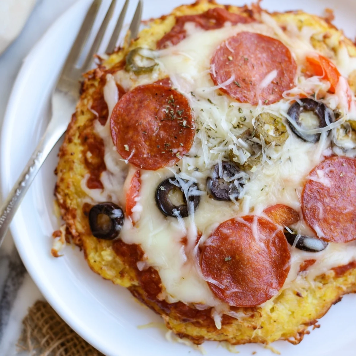Keto Pizza With Crispy Low Carb Crust, golden cheese bubbling, sliced and ready
