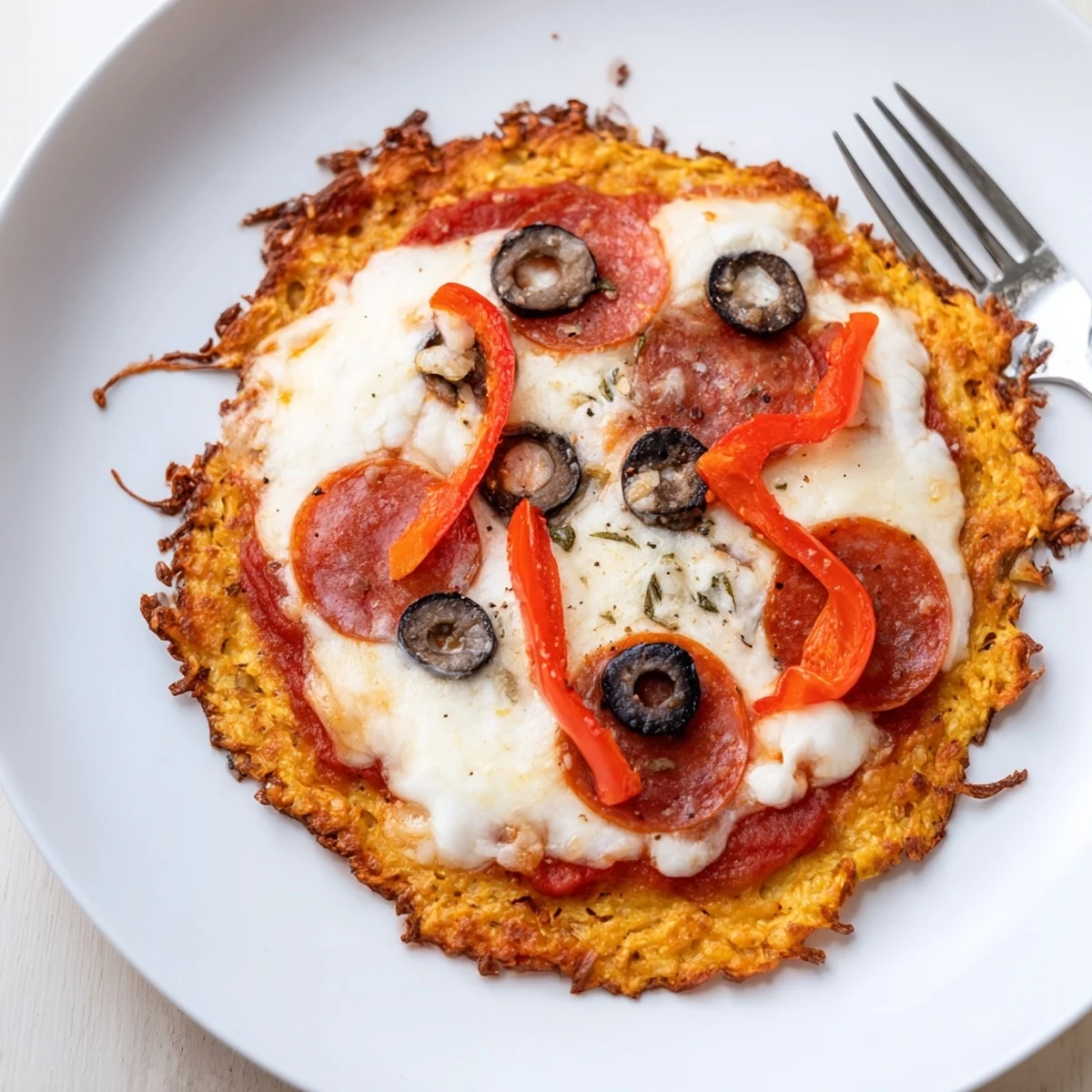 Slice of Keto Pizza With Crispy Low Carb Crust served hot with salad