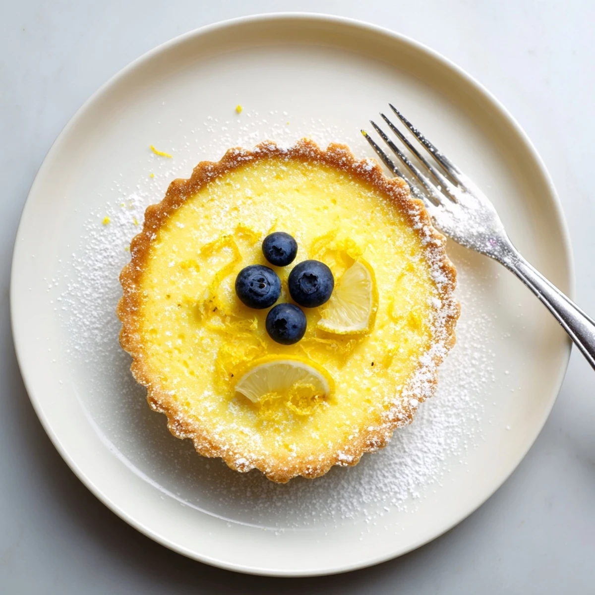 Chilled Creamy Lemon Tart Recipe, smooth custard center and crisp edge, plated