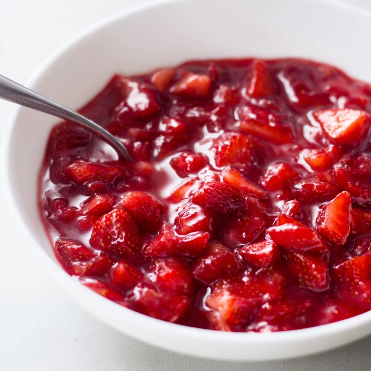 Strawberry Cake Filling Recipe glistening with glossy strawberry chunks, perfect for layering