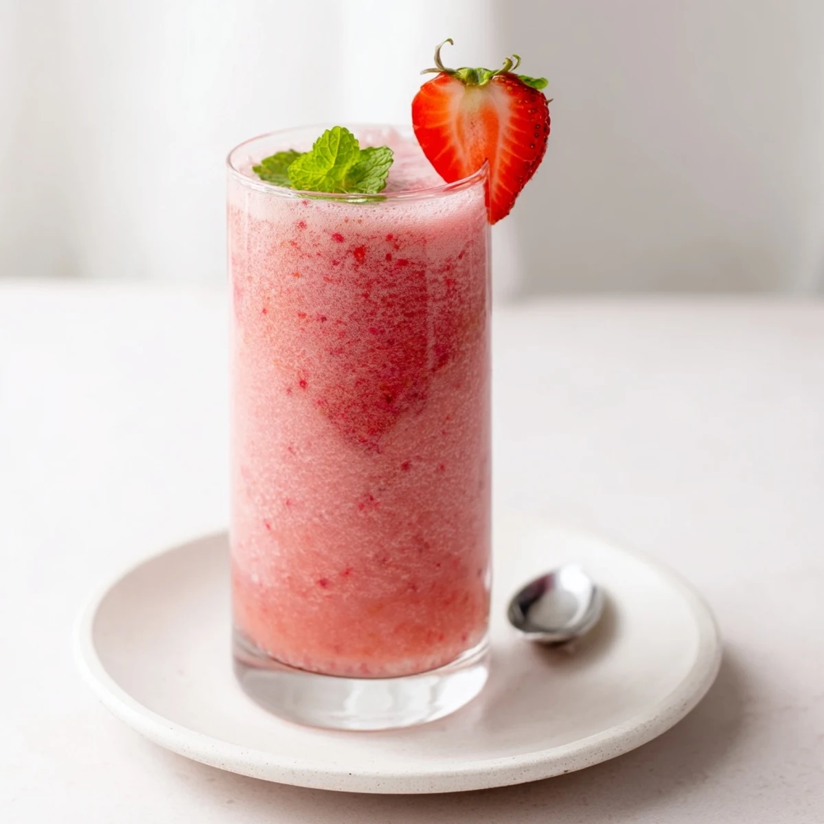 Summer ready Strawberry Coconut Cooler Recipe blended with lime, creamy coconut, crushed ice.