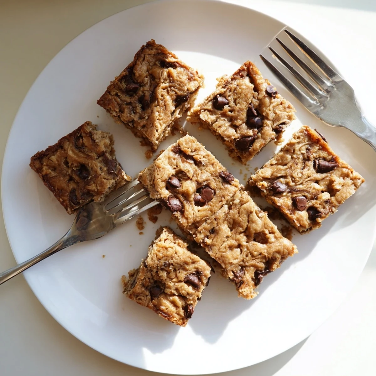 Thick slices of moist gluten-free peanut butter banana dessert on a white plate