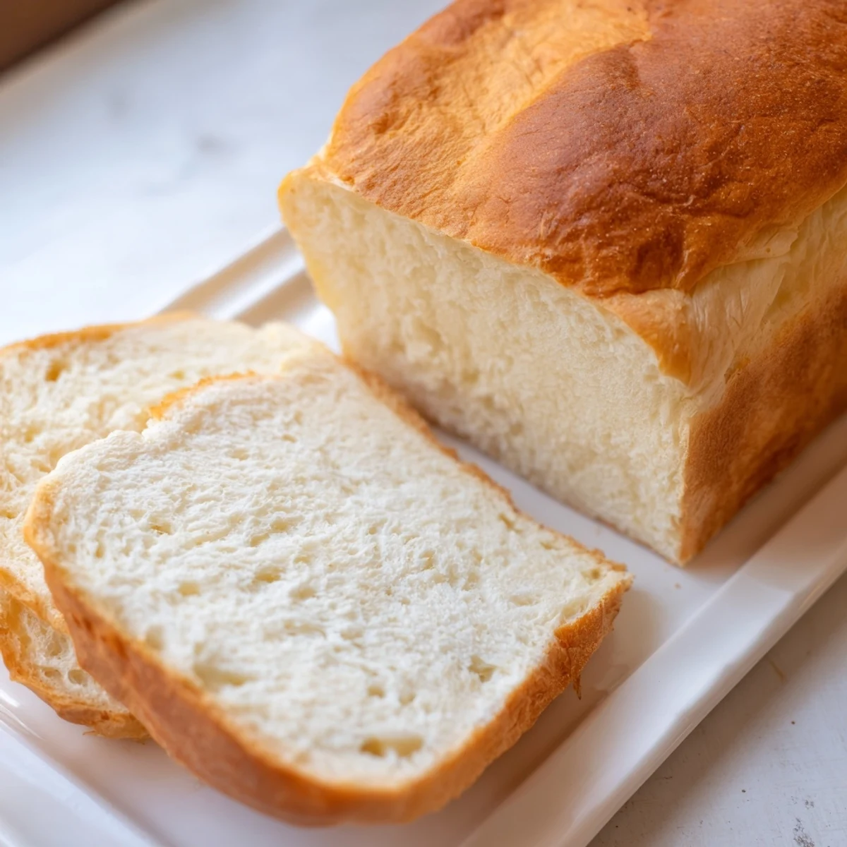 Golden brown cottage cheese loaf bread with a soft tender interior and creamy cottage cheese texture