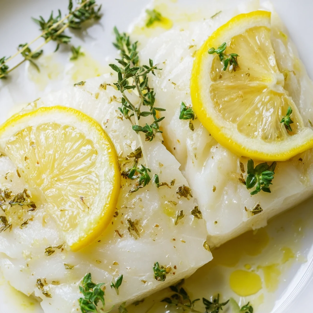 Tender flaky baked cod with garlic lemon marinade and parsley sprinkled generously on top