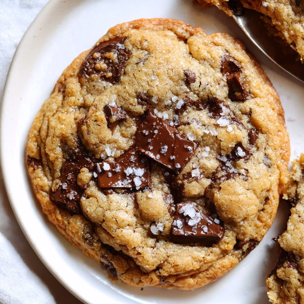 Warm Brown Butter Chocolate Chip Cookies Recipe with melty chips, flaky salt