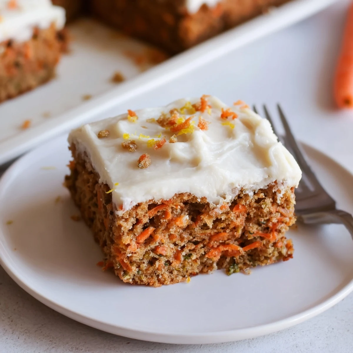 Spiced Ginger Carrot And Zucchini Bars With Lemon Cream Cheese Frosting, moist golden crumb