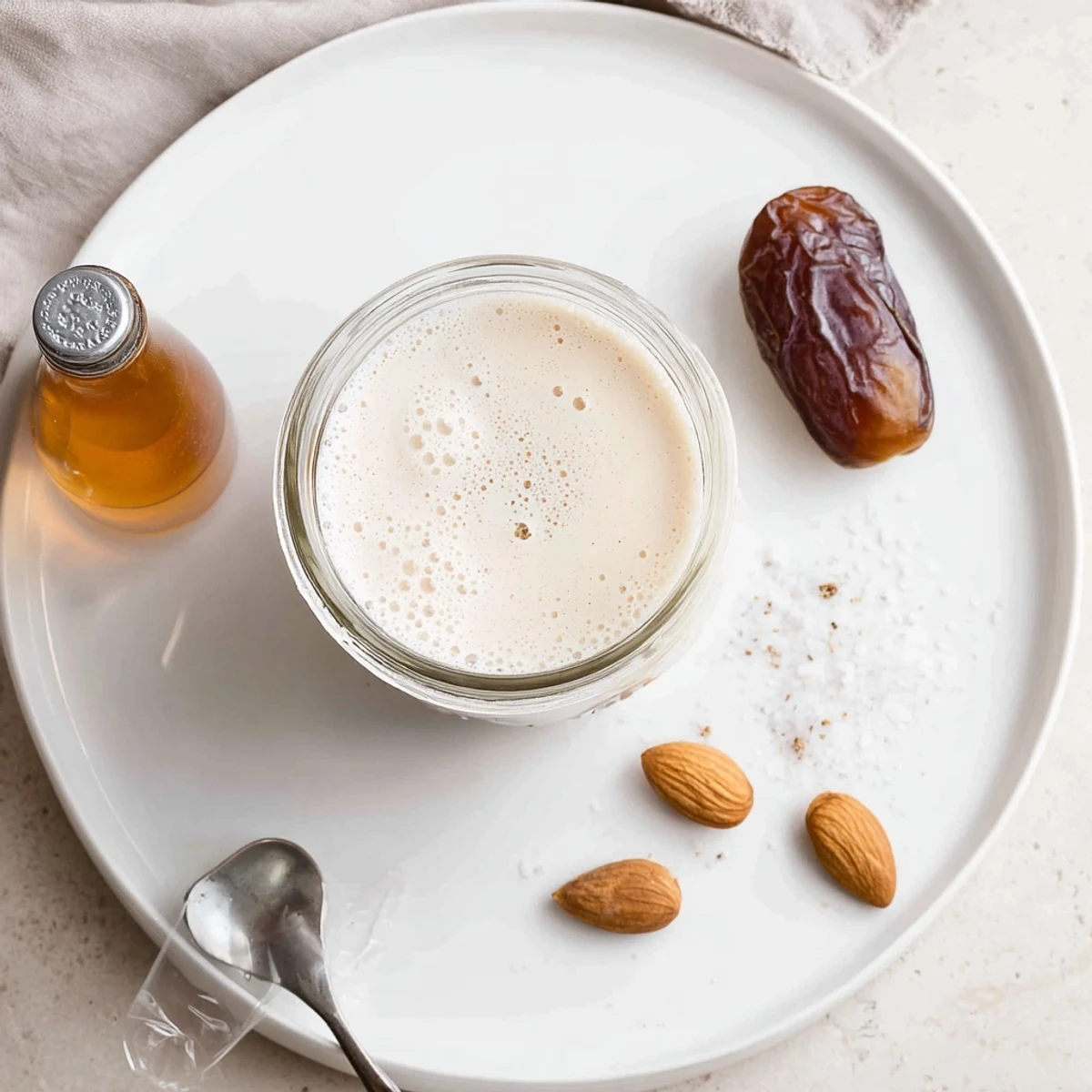 Silky Almond Milk pouring into coffee cup, hint of vanilla aroma