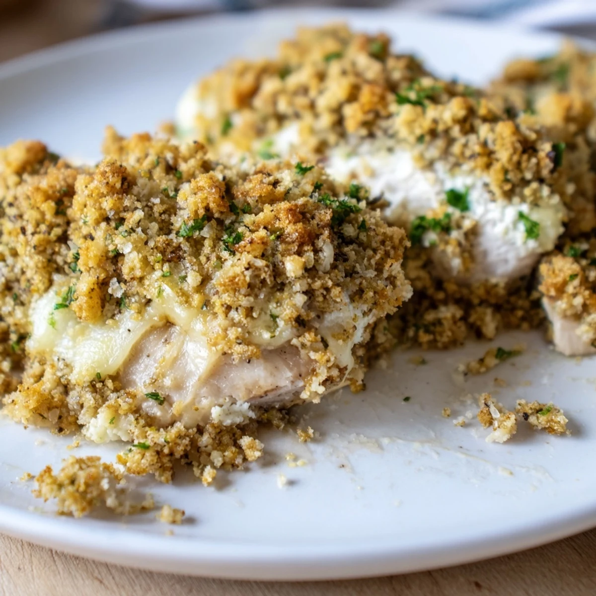 Creamy ricotta cheese smothered over tender baked chicken with a crispy golden crust