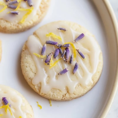 Iced Lemon Lavender Shortbread Cookies